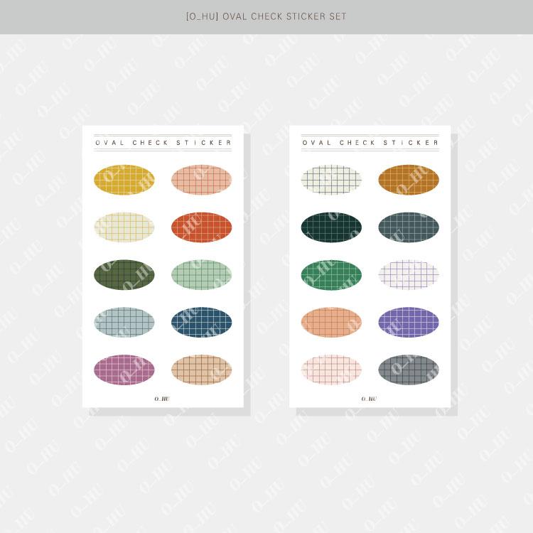 Printed Checked Sticker Oval checked pattern sticker | Webudding