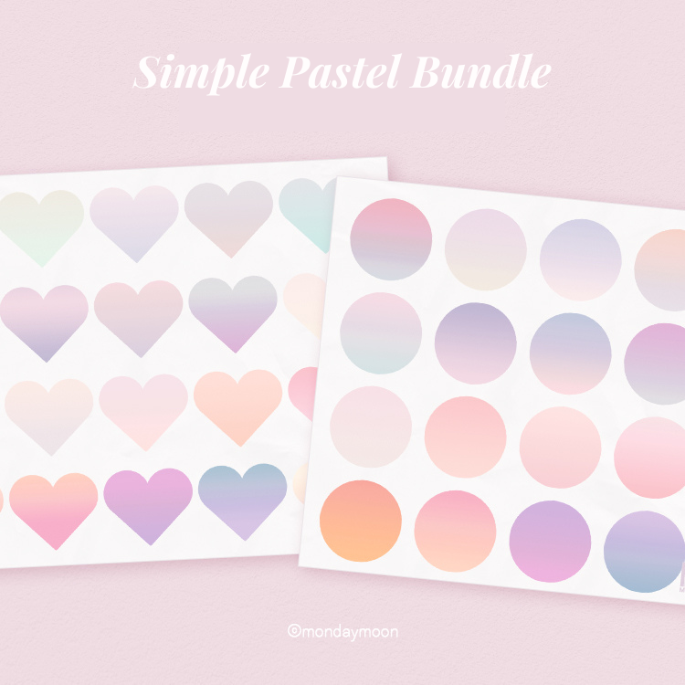 Simple Pastel Stickers Bundle | Webudding