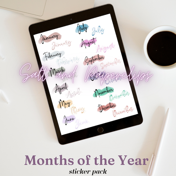 GoodNotes Digital Stickers Months of the Year Sticker Set