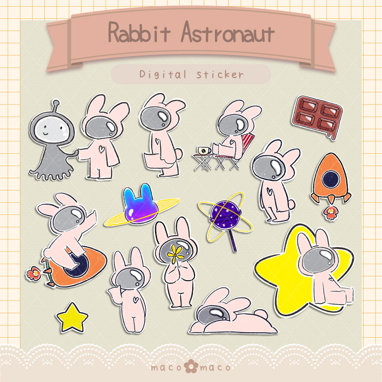 Singer Rabbit Mac Sticker Rabbit astronaut sticker | Webudding
