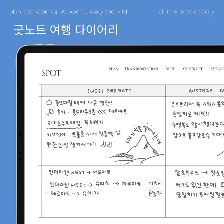 Seoftie 굿노트 올인원 여행 다이어리 플래너