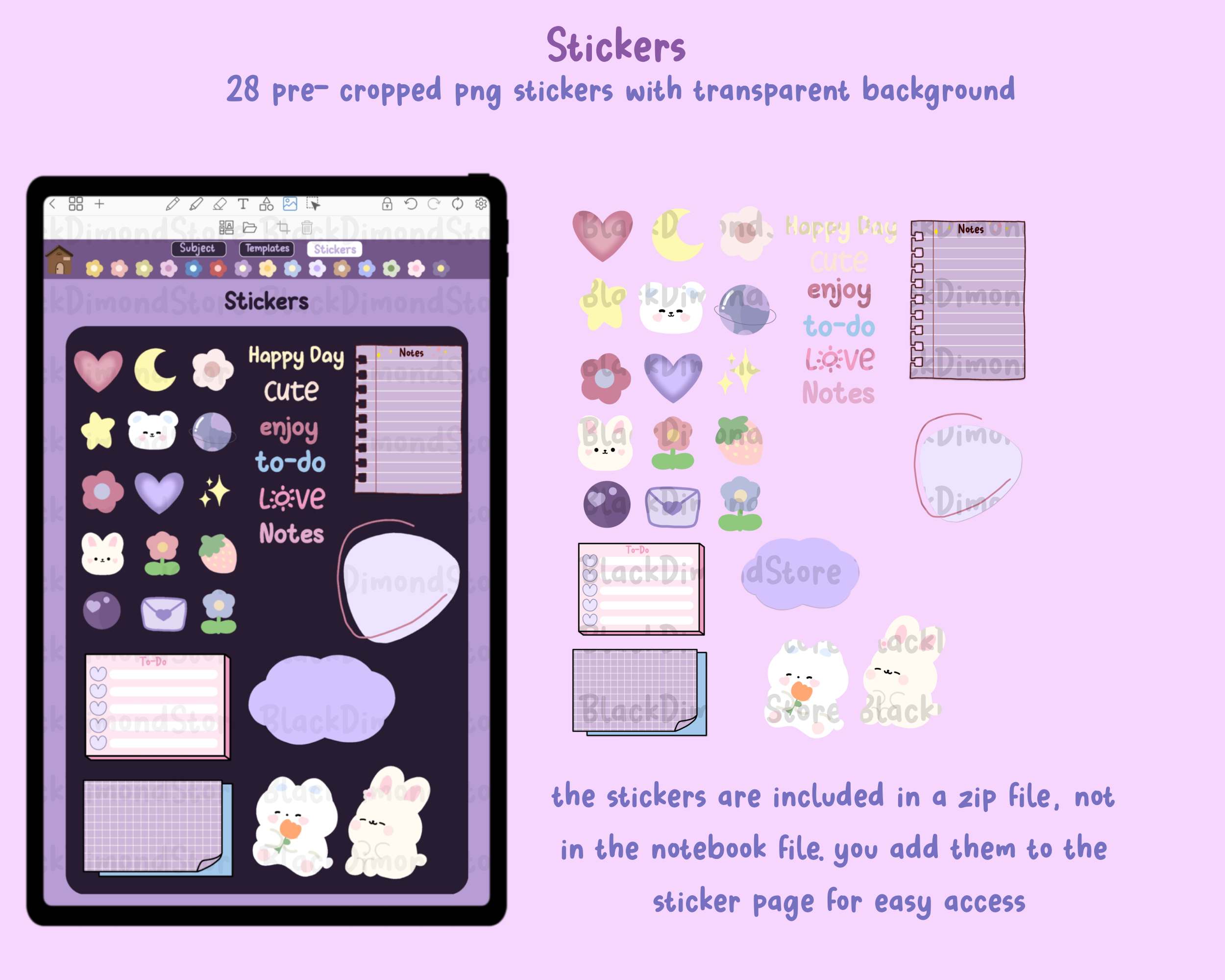 Astronaut Bunny Digital Notebook & Planner | Dark Mode | Webudding