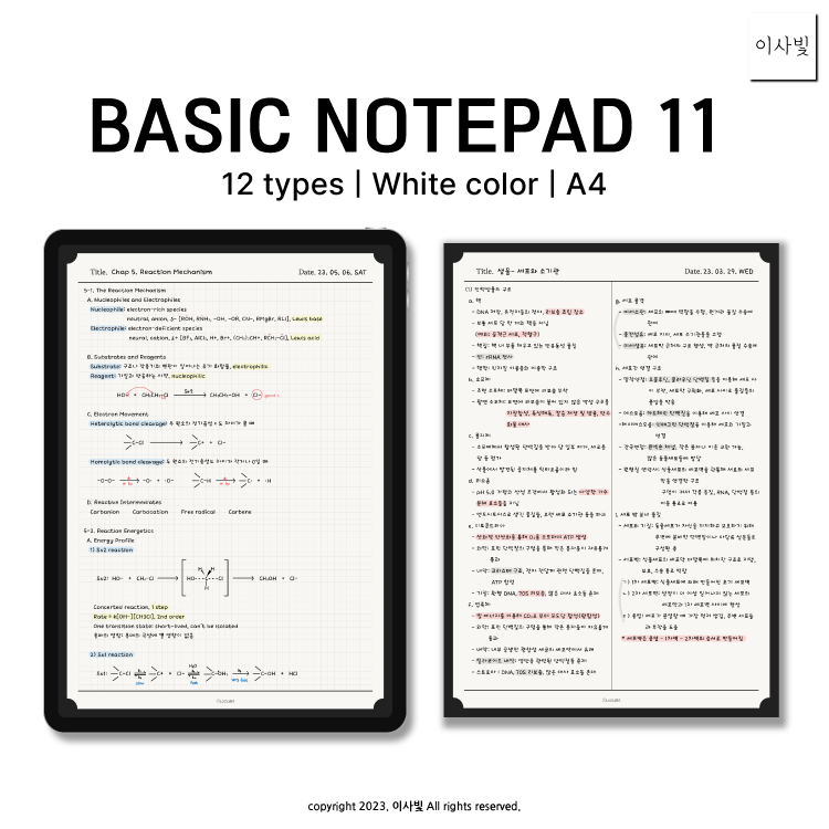 Basic Notepad 11 (12 types / White) | Webudding