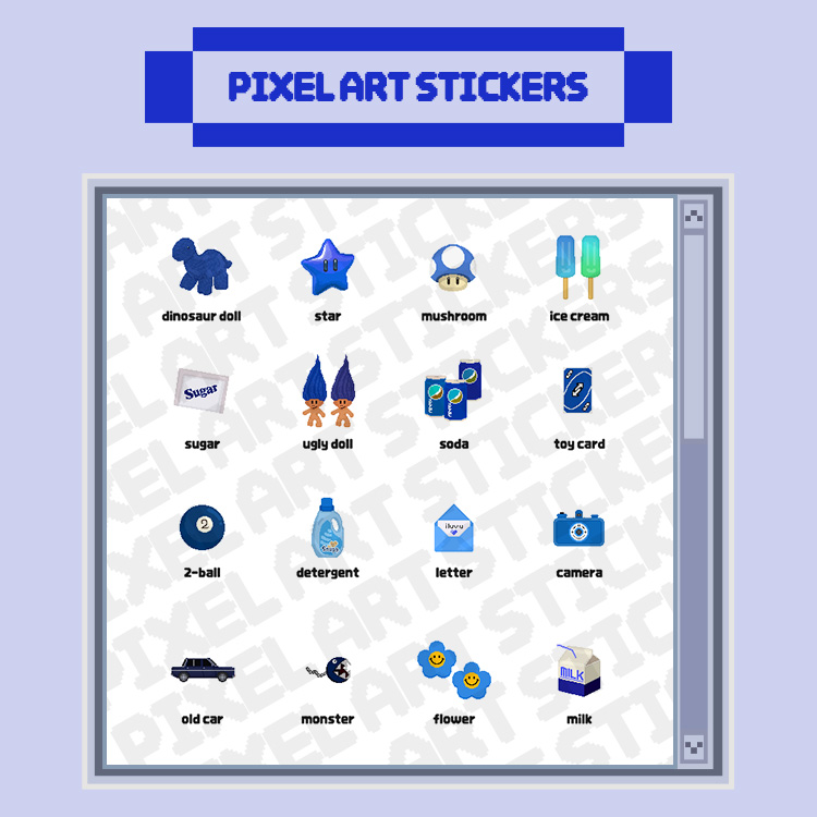 16 Basic Pixel Art Stickers | Webudding