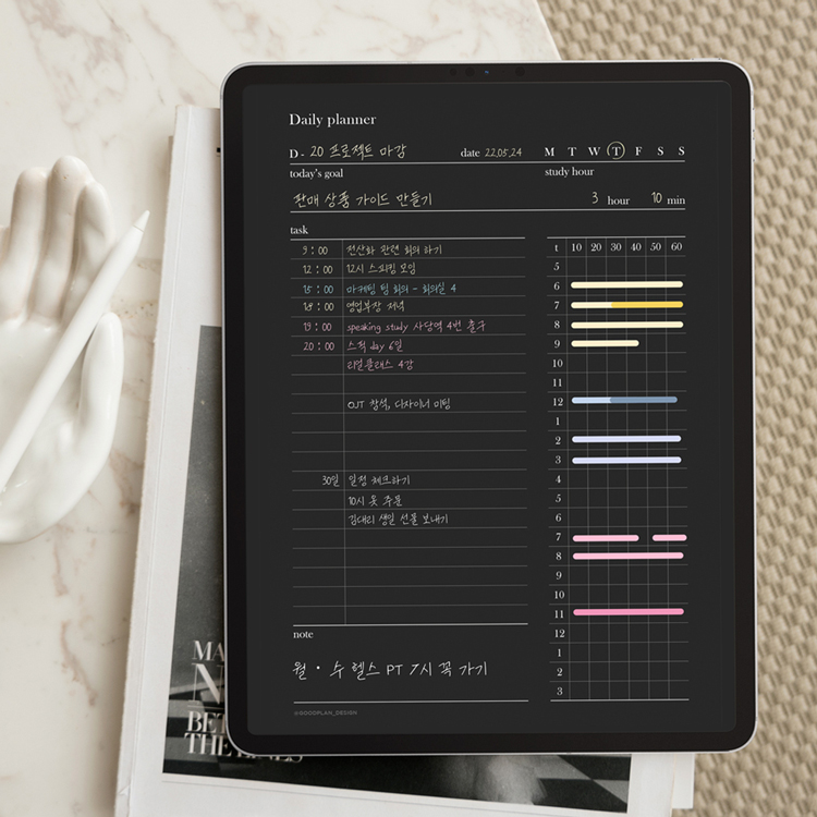 BLACK D-day Daily diary ipad templates goodnote digital sticker notes ...