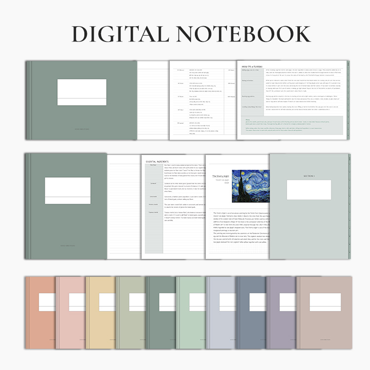 Notebook Color 20 Digital Notebooks / 10 Colors | Webudding