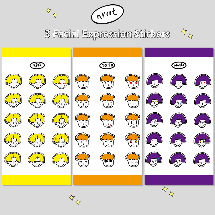 Facial Expression Stickers - set of 3 | Webudding