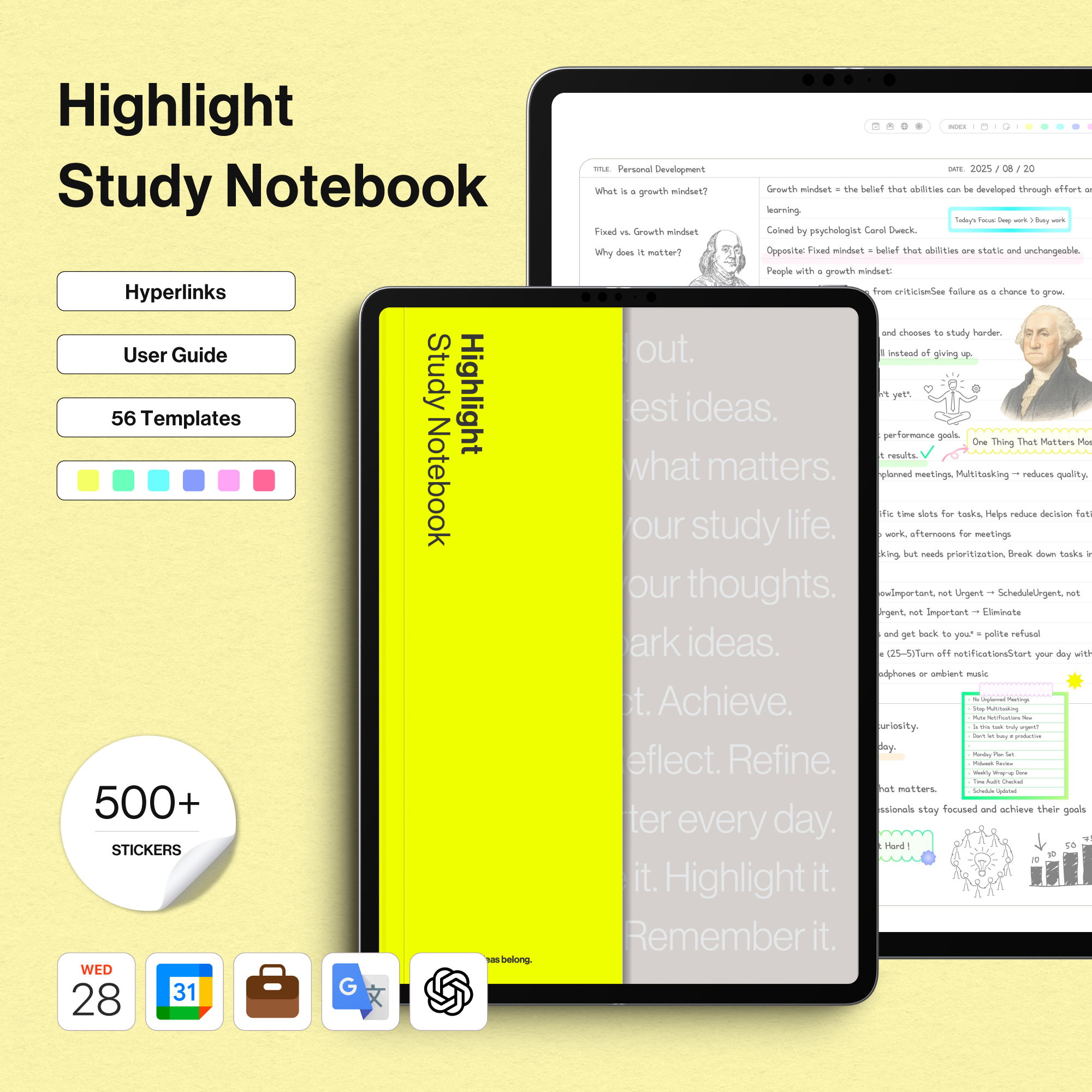 Notebook Highlight Highlight Study Notebook (Sticker set, Shortcuts Integration) | 위버딩