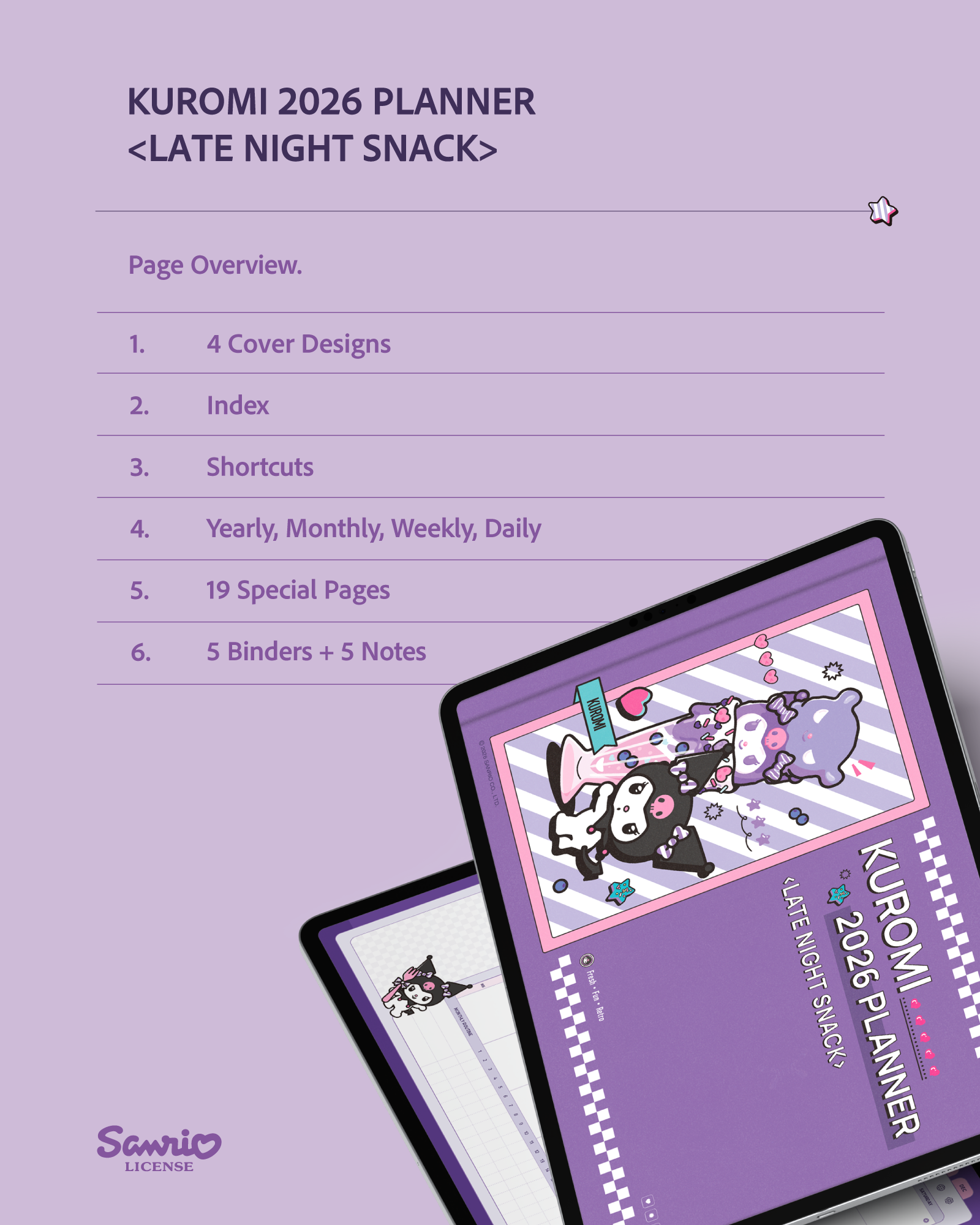 Free Watermarked Preview] 2026 Kuromi <Late Night Snack> Planner